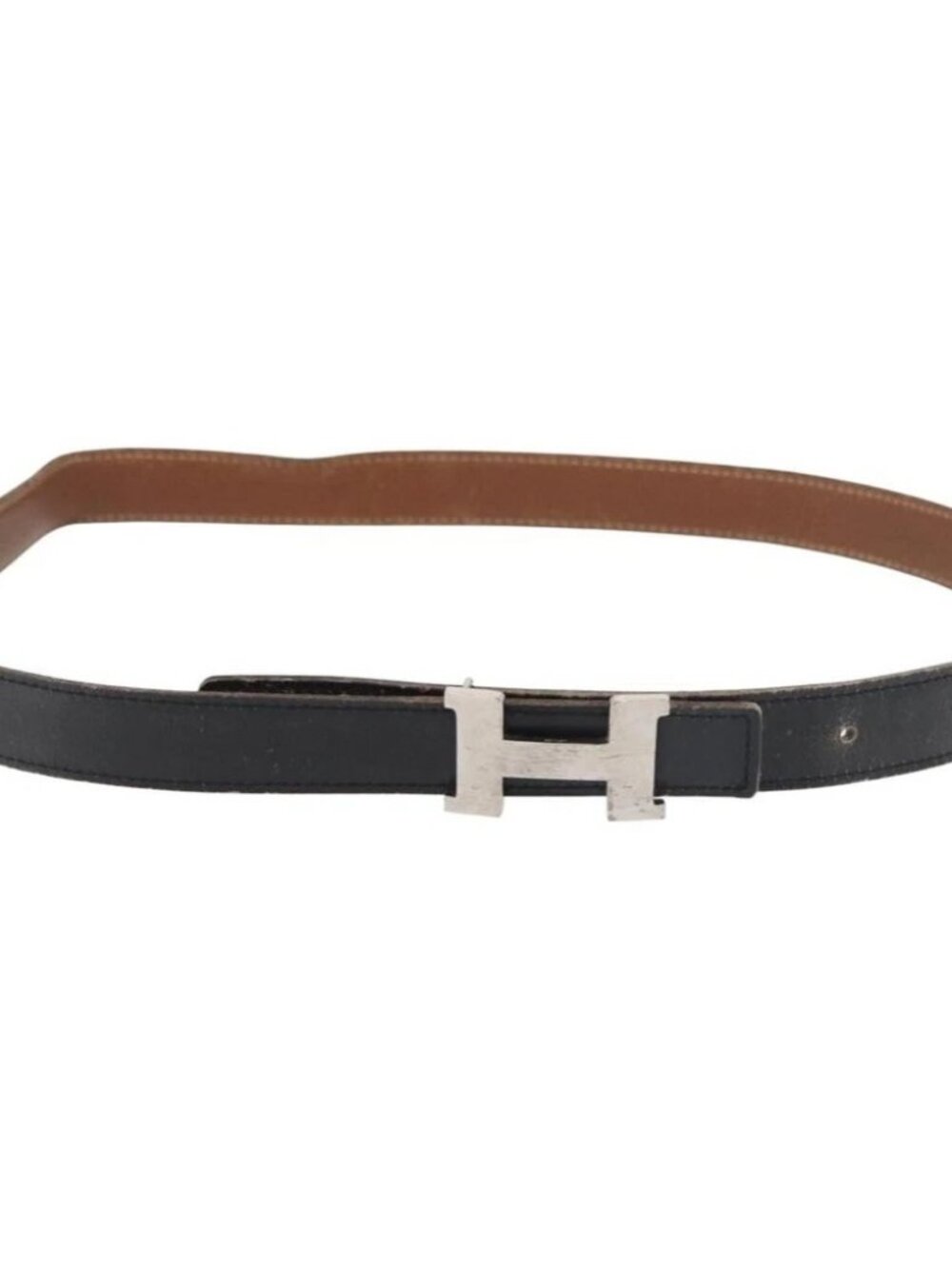 HERMES Constance Mini Belt Leather 39.4"" Black Auth 176406